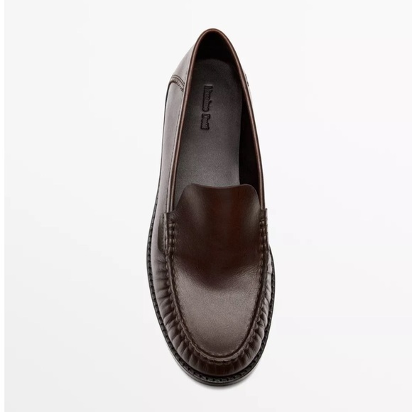 Massimo Dutti Gathered Leather Loafers NWB Size 7 1/2